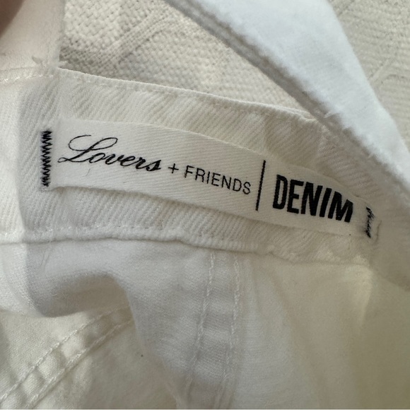 Lovers + Friends White Denim Short Overalls | Size Small | Distressed - Picture 4 of 10